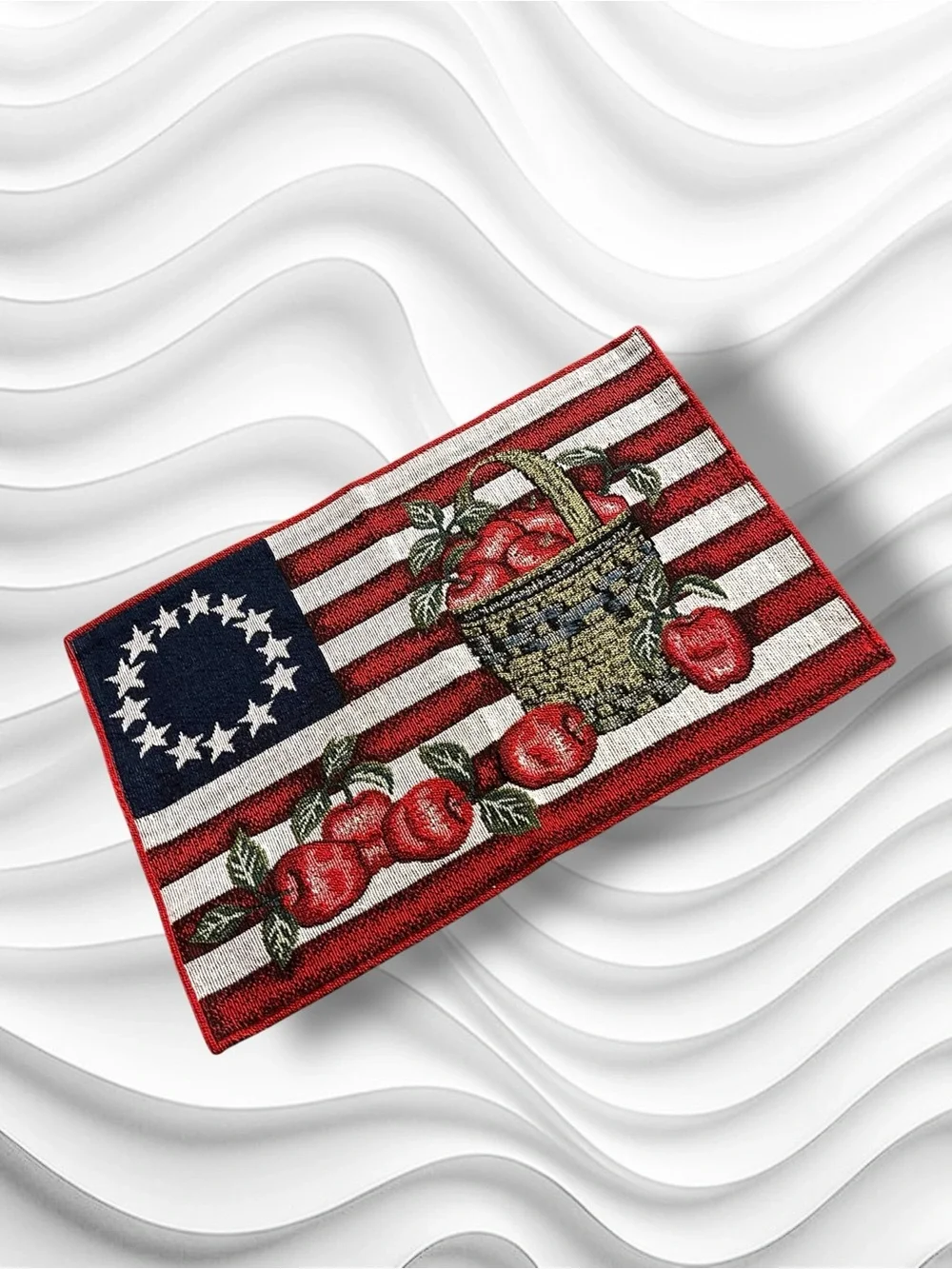 Set of 4 Patriotic Stars Stripes Tapestry American Flag Apple Basket Placemats